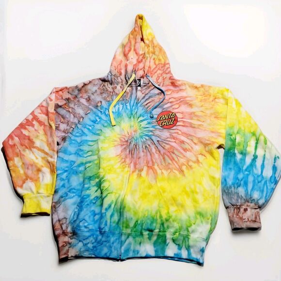 Santa Cruz Hoodie Tie Dye Skateboarding Pullover Sweatshirt Skate Medium - Picture 2 of 7